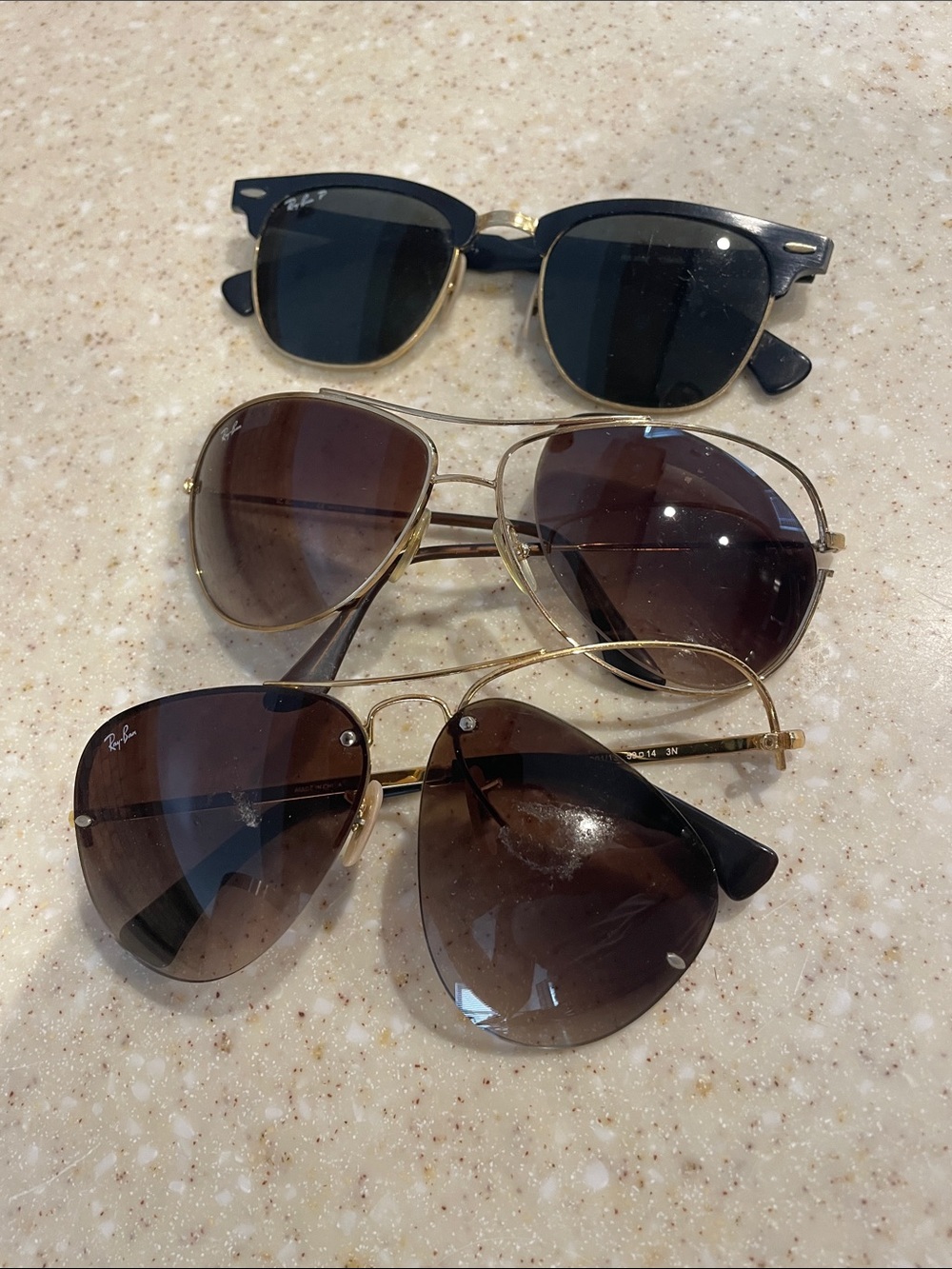 Ray-Ban Black & Gold Clubmaster with Two Gold Aviator Sunglasses